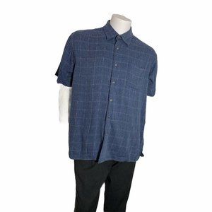 Geoffrey Beene Mens XL Short Sleeve Button Up Blue